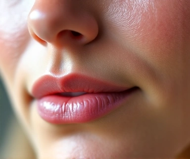 Close-up of healthy, glowing skin with natural elements