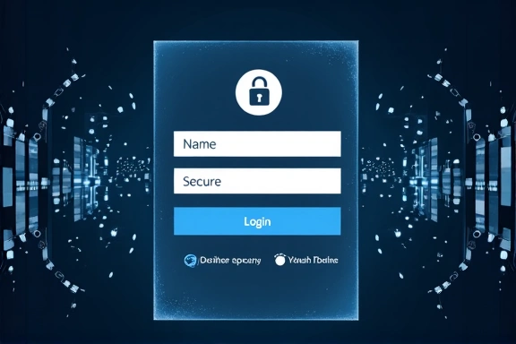 Secure user account login interface on a digital screen