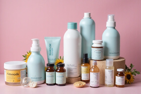 Variety of health and beauty products displayed professionally