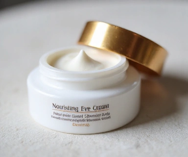 Nourishing Eye Cream in a small, elegant pot, with soft focus on delicate textures.
